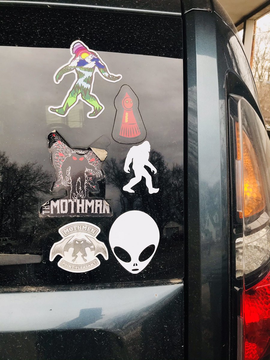 MHuntington7's tweet photo. WEIRDOS! Show us your paranormal car stickerage. Go! 🛸👽👹 #UFOTwitter #UFOX #ParanormalTwitter #ParanormalX #Cryptids #CryptidTwitter #UFOs #Aliens #Bigfoot #Mothman #Ghosthunting #Weirdos 

*Time for new stickers &amp; a car wash! 💦🚙 https://t.co/YCe4G0LHbM