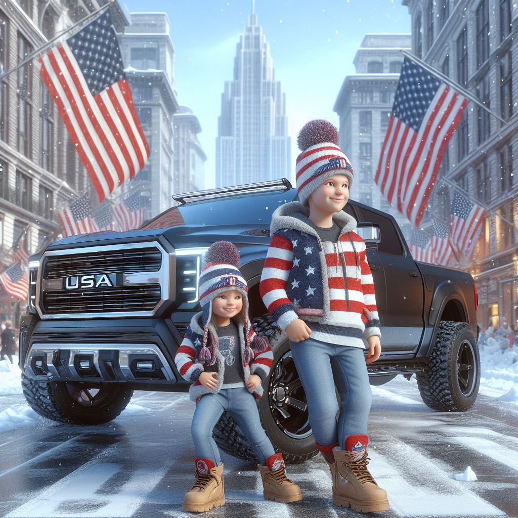qusainahmedexpo's tweet image. Captured a beautiful moment using AI tools, featuring a boy and girl adorned in traditional American attire with the backdrop of the American flag and a mesmerizing snowfall. 📷📷  #TraditionalAttire #WinterWonderland #AIImaging #beautifulmoments