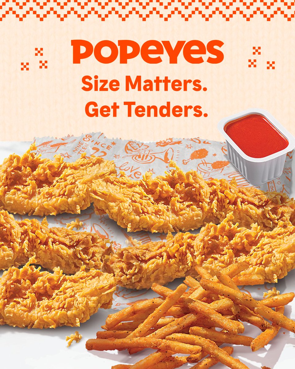 popeyesjm's tweet photo. Our tenders arenโt bite-sized. Full yuh belly wid dis! ๐
Get our chicken tenders in 3 pcs, 5 pcs or even 20 pcs now at any Popeyes near you.
#FestiveFlavours
#PopeyesJM
#GoodFoodAKeep https://t.co/fiuoyYCrl2