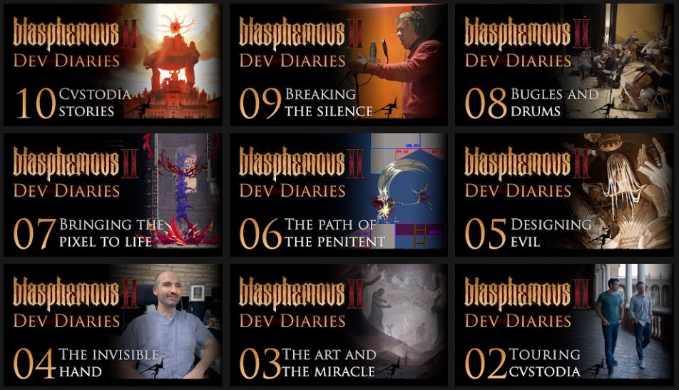 TheGameKitchen's tweet image. Con este alcanzamos los 10 episodios de los #DevDiaries de #Blasphemous2. Nos reservamos uno extra para el año que viene. ¡Si habéis estado esperando para verlos todos seguidos ahora es la oportunidad perfecta!

⏩PLAYLIST: youtube.com/watch?v=Syw3Rj…

▶️ WEB: blasphemous2game.com/dev-diaries