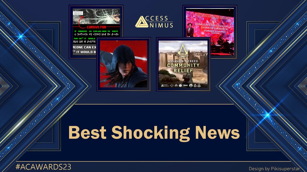 AccessTheAnimus's tweet photo. 2023 Best Assassin's Creed Shocking News - Nominations

So many surprising and unexpected news concerning Assassin’s Creed have emerged over 2023. Which is the one that shocked you the most?
 
Some examples:

🔵 Stephanie Economou and the soundtrack for the Dawn of Ragnarok DLC of Assassin’s Creed Valhalla win the first ever game music Grammy: https://t.co/esYDqfVXLu

🔵 The Community gathers to help people from Turkey and Syria affected by the earthquake with the Assassin’s Creed Community Relief: https://t.co/cO6DN5KsJX

🔵 The Assassin’s Creed Valhalla Graphic novel contains swearing by the artist in the “Isu Language”: https://t.co/NZgdZ5qJeB

🔵 Jeb Stuart is not the showrunner of the Assassin’s Creed Netflix Show anymore: https://t.co/hLSitYBZ7k

🔵Finally a fix for the graphical issues of Assassin's Creed Syndicate on PS5: https://t.co/tDZqRIiWiZ

🔵 Almost unannounced Multiplayer in Codename Jade + Almost unannounced free-roam co-op: https://t.co/6ZEBqoeZNB  and https://t.co/5cAOn7GUaJ

🔵 Ubisoft Writer Pierre Boudreau self-leaks the first visual for the female main protagonist of Assassin’s Creed Codename Red: https://t.co/zxtBuYn2Pt

#ACAwards