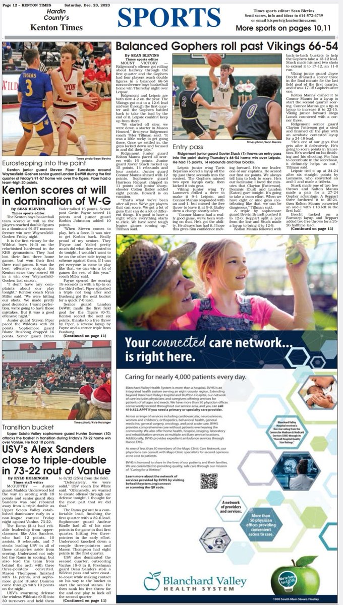 KTimes_Sports's tweet image. Lots of area basketball teams got some early Christmas presents with some blowouts

I covered the Ridgemont and Kenton boys, while @mcnewkleus saw USV torch Vanlue. Alex Sanders was a rebound away from a triple-double and 3 steals/1 reb from an ultra rare quadruple-double