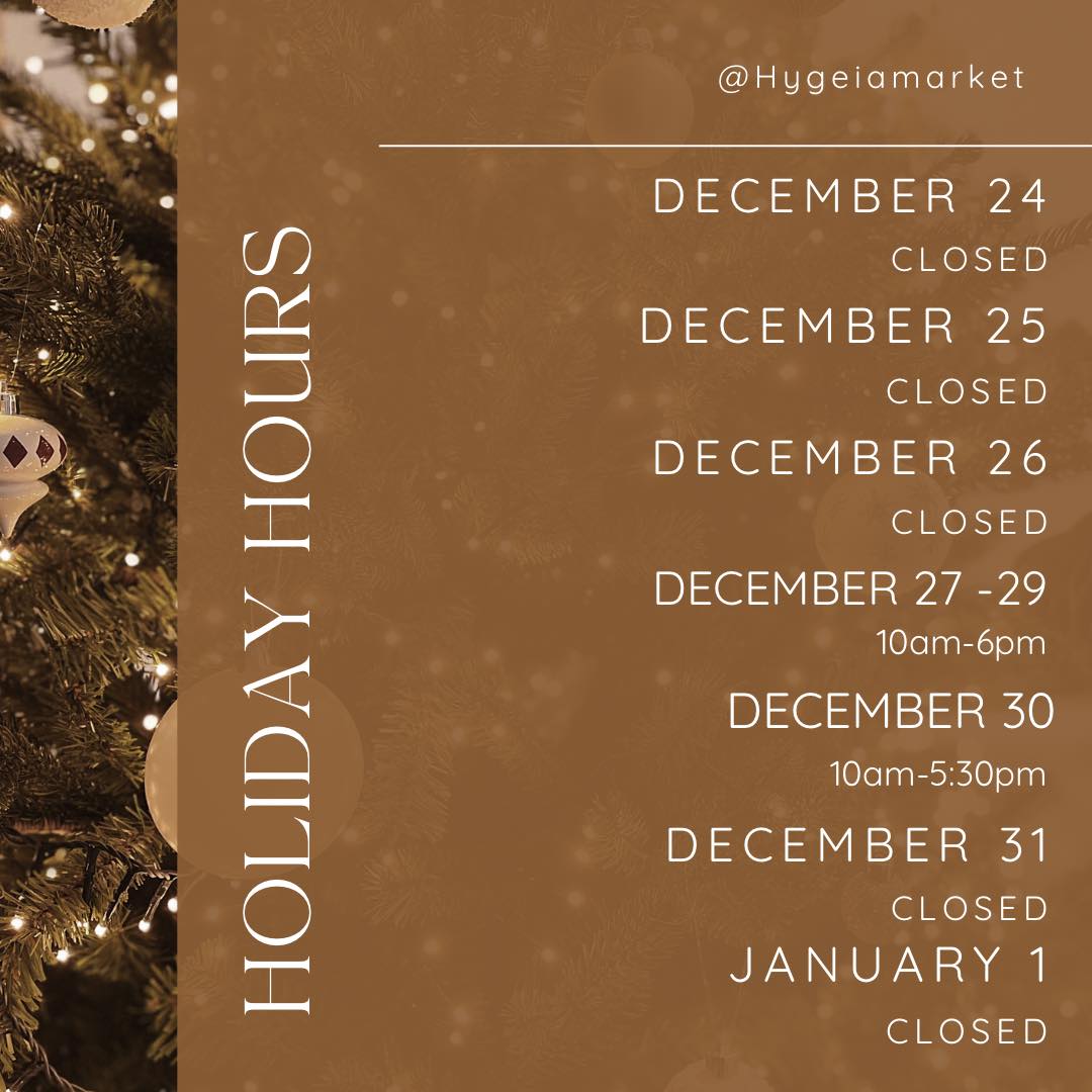 HygeiaHealth's tweet photo. Hygeia's Holiday Hours https://t.co/MEc0dCffbY