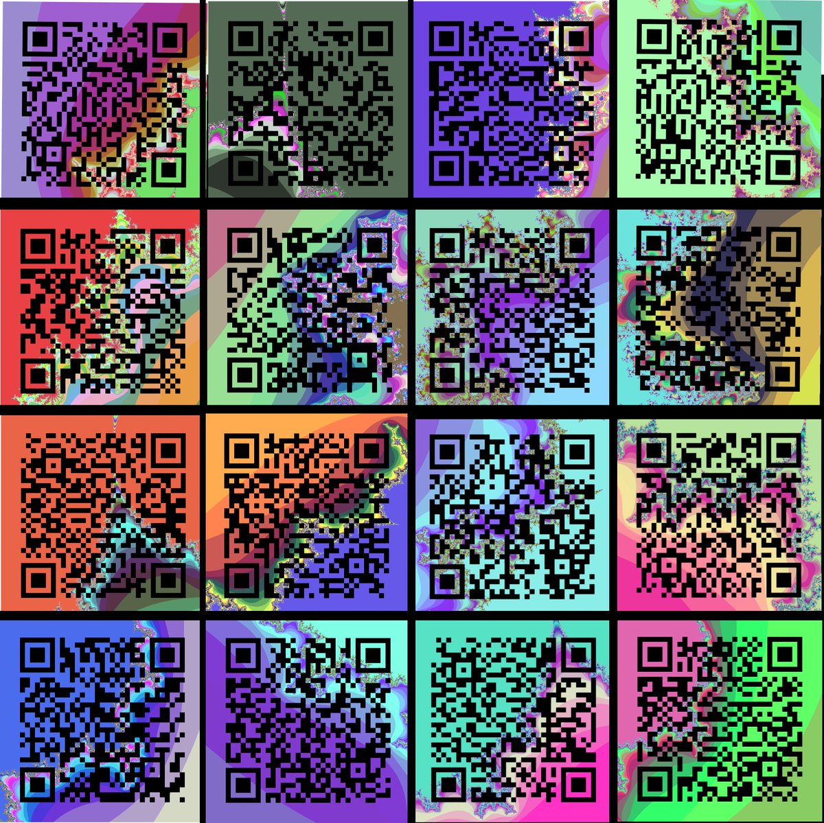 DenaPy19891's tweet photo. 🍄In Development: Trippy QR codes with fractals for #Kadena addresses! Each wallet can have it's own fingerprint. Check out these mathematical designs, where tech meets art! Comment your k:address below and we'll make one just for you! 🍄 https://t.co/xDs2DeFs7B