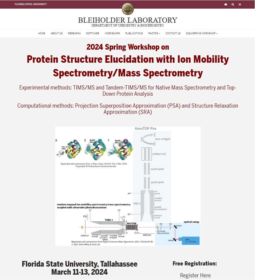 Bleiholder Group (@bleiholderfsu) on Twitter photo (1/2) Please RT. Our lab is organizing a Spring Workshop on Protein Structure Elucidation with Ion Mobility Spectrometry/Mass Spectrometry on March 11-13, 2024.
Topics: TIMS/MS, Tandem-TIMS/MS, PSA, and SRA.
chem.fsu.edu/~bleiholder/20…
<a href="/asmsnews/">Am Soc for Mass Spec</a> <a href="/FemalesInMS/">Females in Mass Spectrometry (FeMS)</a> <a href="/NSF/">U.S. National Science Foundation</a> (1/2) Please RT. Our lab is organizing a Spring Workshop on Protein Structure Elucidation with Ion Mobility Spectrometry/Mass Spectrometry on March 11-13, 2024.
Topics: TIMS/MS, Tandem-TIMS/MS, PSA, and SRA.
chem.fsu.edu/~bleiholder/20…
<a href="/asmsnews/">Am Soc for Mass Spec</a> <a href="/FemalesInMS/">Females in Mass Spectrometry (FeMS)</a> <a href="/NSF/">U.S. National Science Foundation</a>