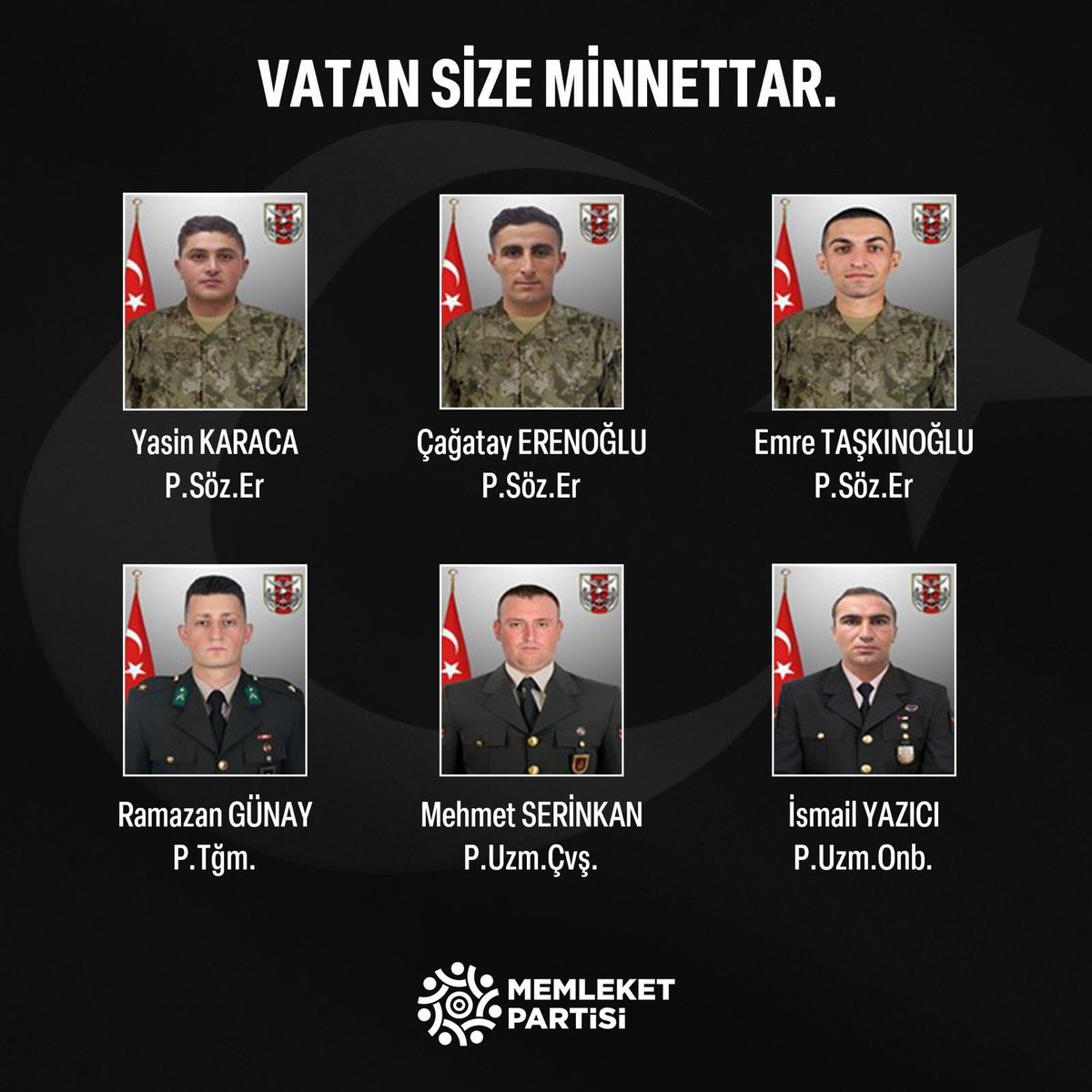 Evi yıkık,halısı hasır,döşeği çuldur.
Oğlu şehit, torunu yetim, gelini duldur.
Neden hep vatanı koruyanlar yoksuldur.
Aziz şehitlerimizin haklarını ödeyemeyiz.