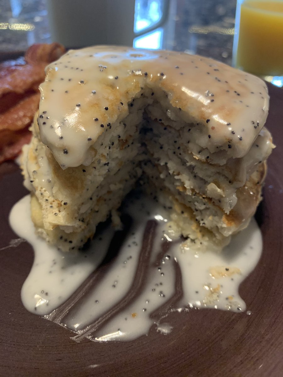 MsChris1221's tweet photo. #lemon #poppyseed #pancakes complete with #bacon #orangejuice and #coffee in a #yoda #corksicle  it’s what’s for #breakfast #foodporn #homecooking https://t.co/82UtaXsWNZ