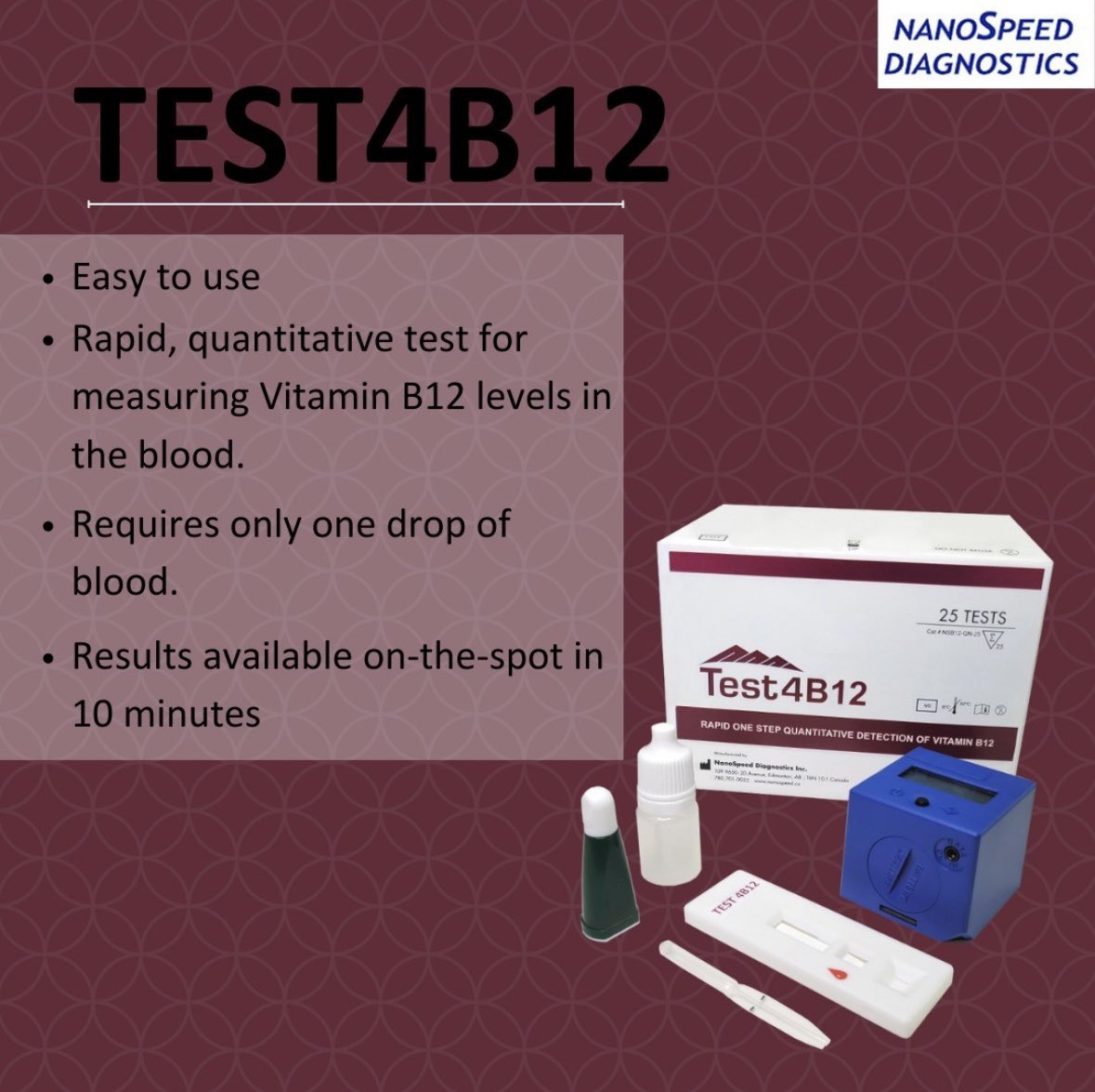 NanospeedD's tweet photo. Experience a breakthrough in Vitamin B12 testing! Nanospeed Diagnostics unveils an extraordinary rapid test, merging cutting-edge technology with scientific advancements⚡️. Stay ahead of the curve with real-time Vitamin B12 results in just 10 minutes! https://t.co/5KLqXzbbJa