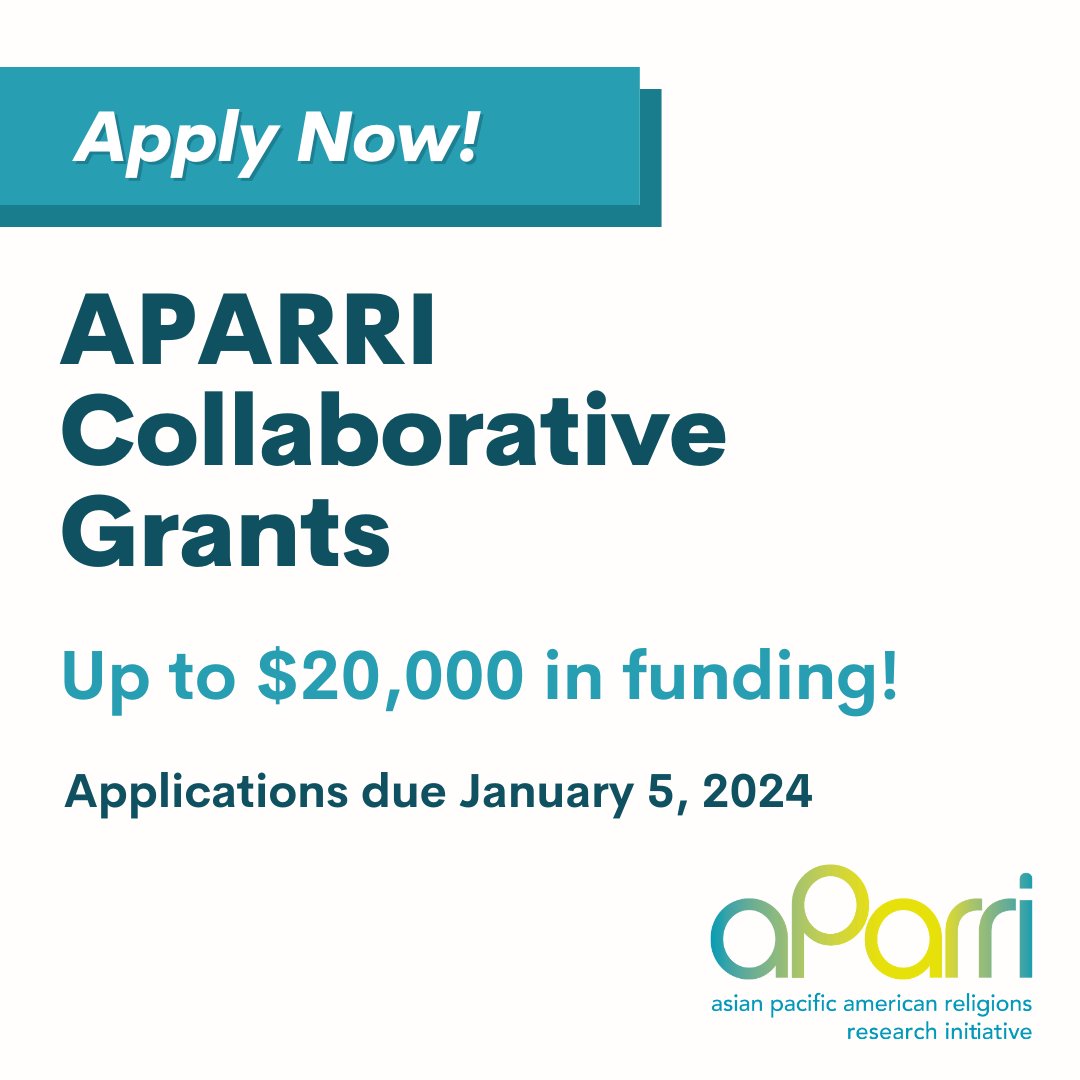 Deadline approaching — apply now! APARRI Collaborative Grants — Up to $20,000 in funding for collaborations between APA religion scholars and faith communities. Applications due January 5, 2024. Learn more here: aparri.org/grants-and-fel…