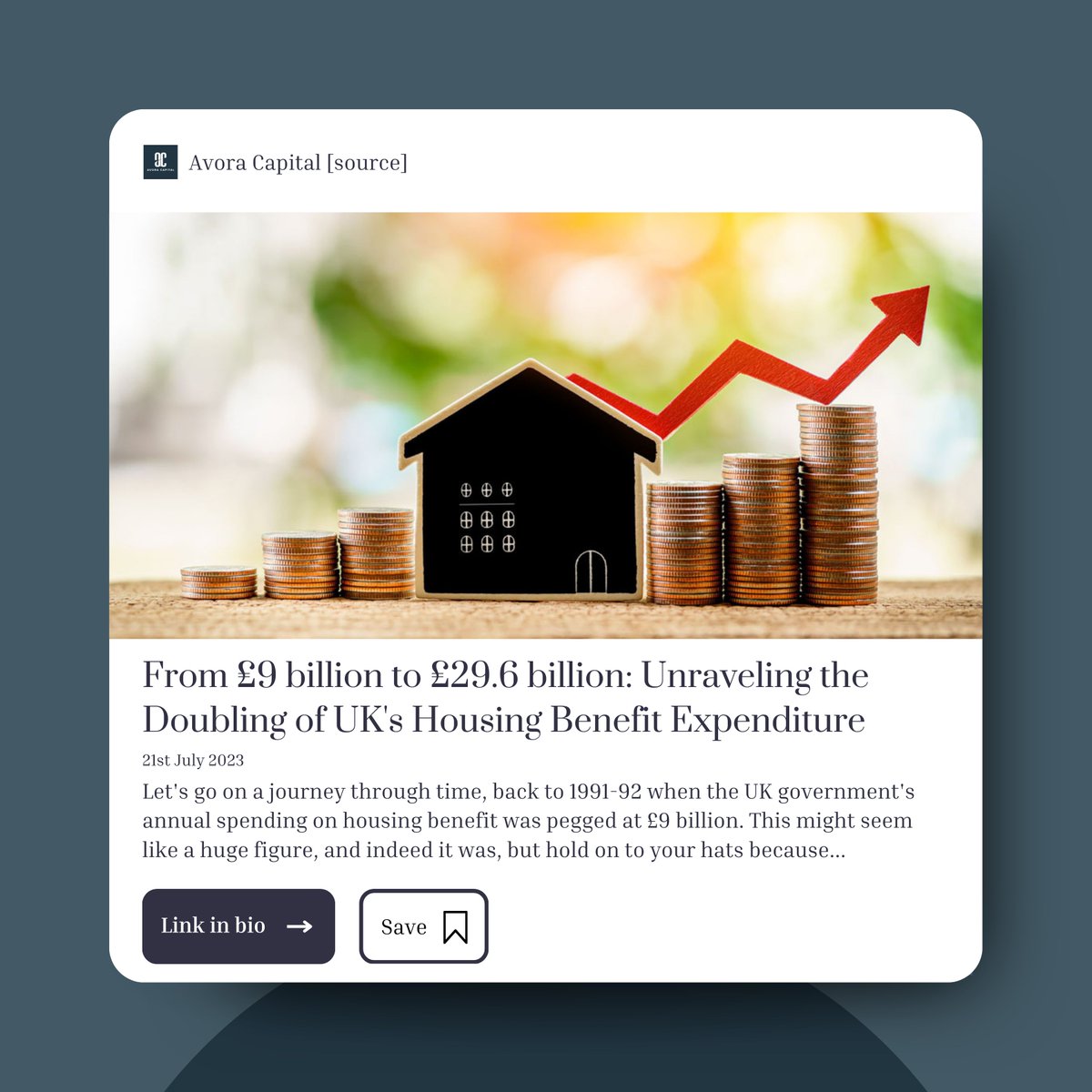 Avora_Capital's tweet photo. Avora Capital has been closely monitoring the significant increase in annual spending on housing benefits in the UK.
For more in-depth knowledge click the link in the bio.
#AvoraCapital #UKsHousingBenefitExpenditure #UKSocialHousing #Inflation #RisingRentCosts #SocialHousing https://t.co/Zp6IKJNdKx
