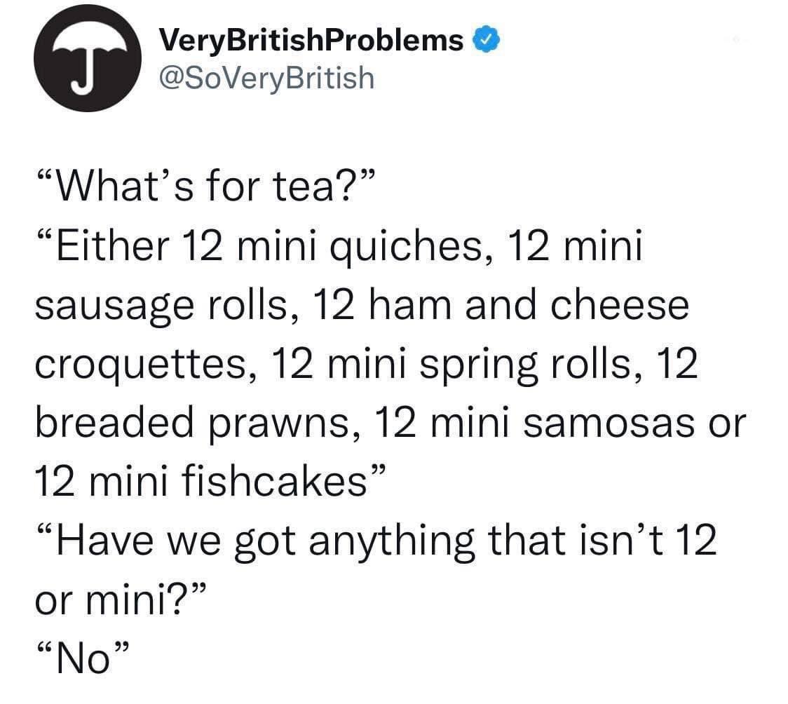 SolihullUpdates's tweet image. What’s for tea? 🤣👇 #Christmas #PickyBits #Solihull