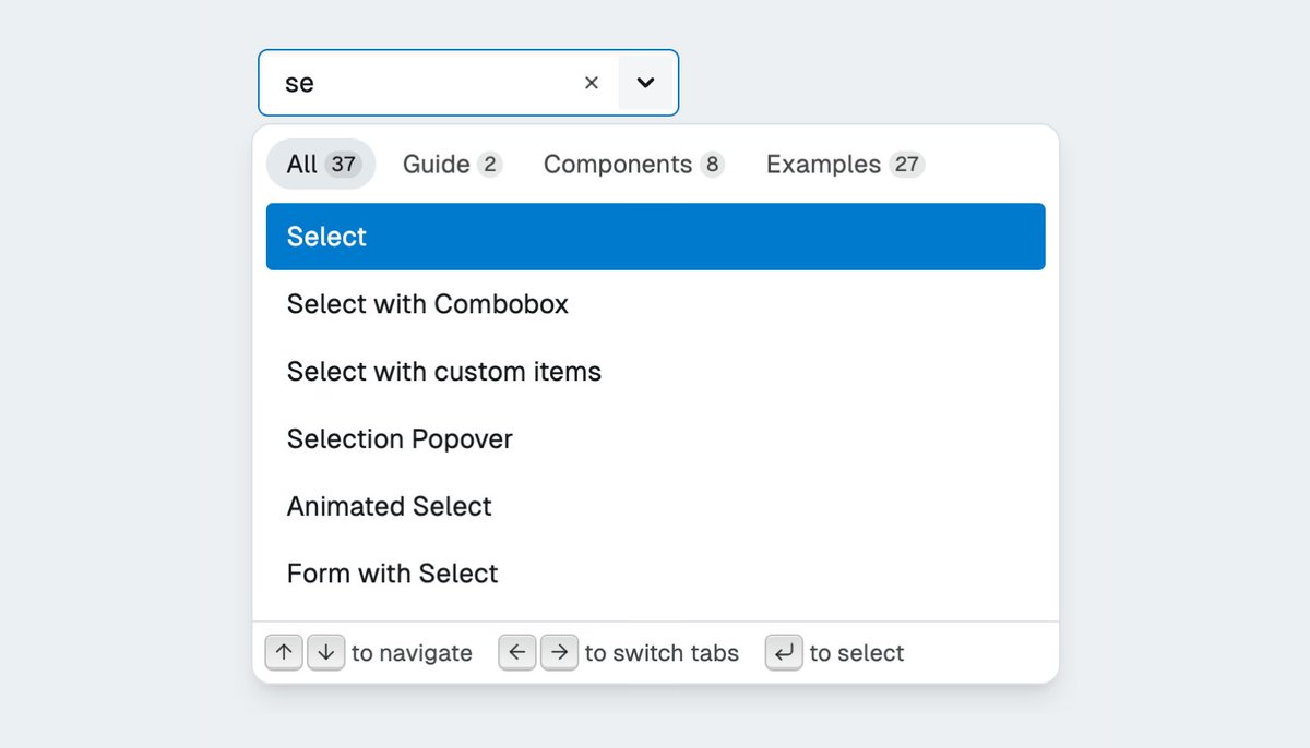 diegohaz's tweet photo. ✨ New example: Combobox with tabs

It combines Combobox and Tab components to create an accessible combobox widget, where options are organized into tabs.

https://t.co/J6ZbmPTYVB