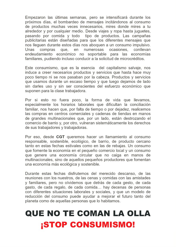 CgtJardines's tweet image. Que no te coman la #olla ...
¡Stop consumismo! #CompraResponsable