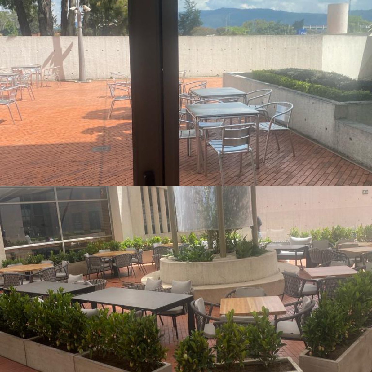 ¿Cómo es posible que en la Biblioteca Julio Mario Santodomingo, <a href="/CrepesWafflesCo/">Crepes&Waffles</a> ocupe las mesas que eran usadas para el disfrute del público y ahora estos tengan que usar las mesas que están al sol y al agua? #devuelvanelespaciopúblico