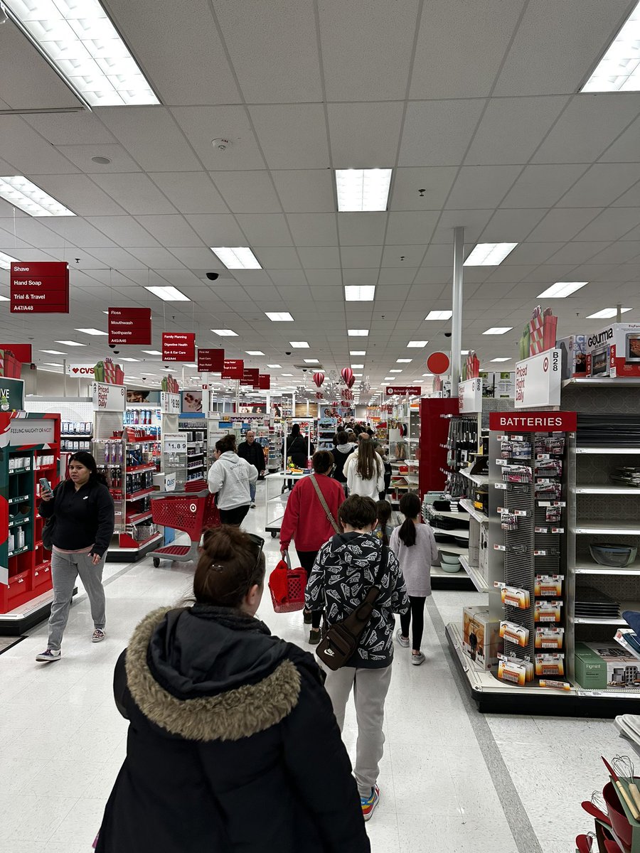 The line at Target today runs the entire length of the store.