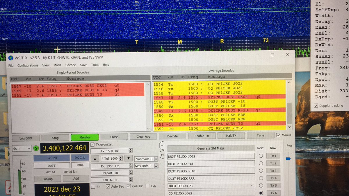 Very happy with my first PA-DU qso on 9cm. This was the first 9cm qso from DU ever. DU3T is now fresh meat!