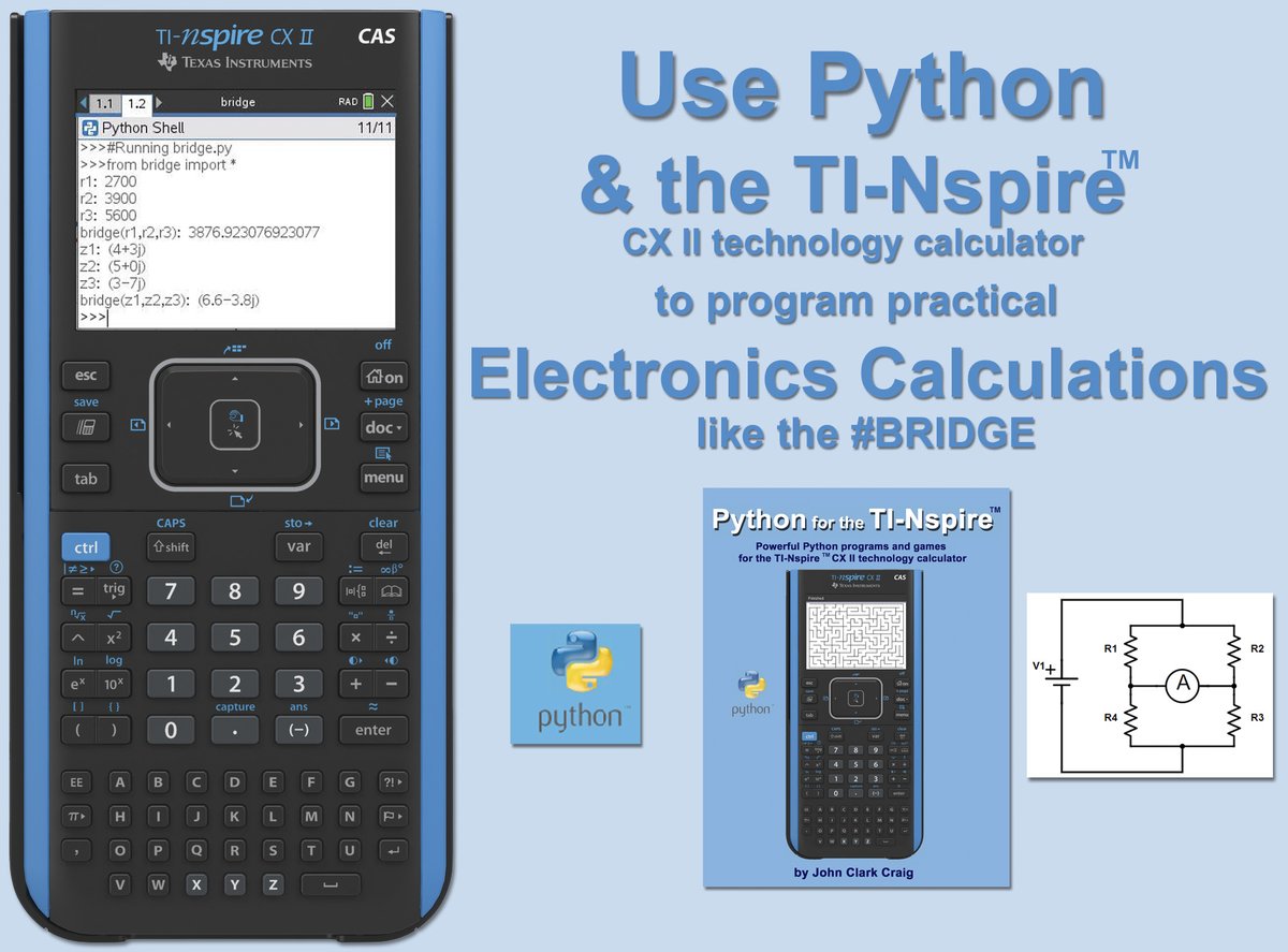 Python for the TI-Nspire: Powerful Python programs and games for the TI-Nspire CX II technology calculator amzn.to/478Ss3v  - Turn your calculator into a Powerhouse of fun and useful programs.