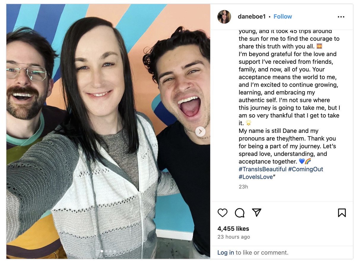 BrodyFoxx's tweet photo. Thought this was some kinda joke tweet yesterday, but it's actually real. Dane Boe, creator of Annoying Orange, came out as trans. Congrats to them! Met them a few times, and they've always been super nice. https://t.co/KrIuV8GLQc