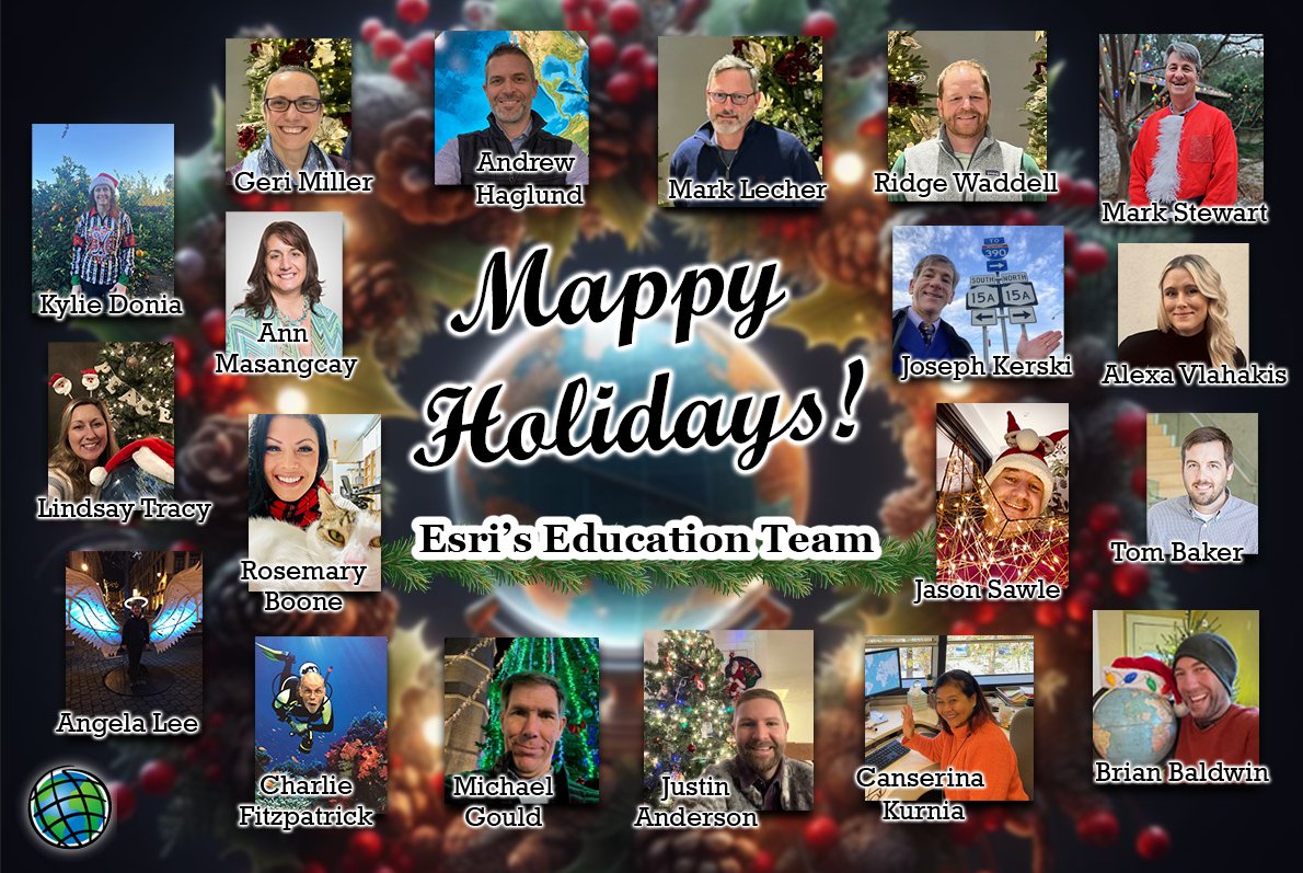 GISEd's tweet photo. We are thankful for your work preparing the next generation to impact the world positively! We wish you much happiness and success in 2024.
 
We are proud to be part of the #GISEducation community and look forward to serving you in the year ahead.
 
Cheers,
Esri Education Team https://t.co/AdpzLDWcki
