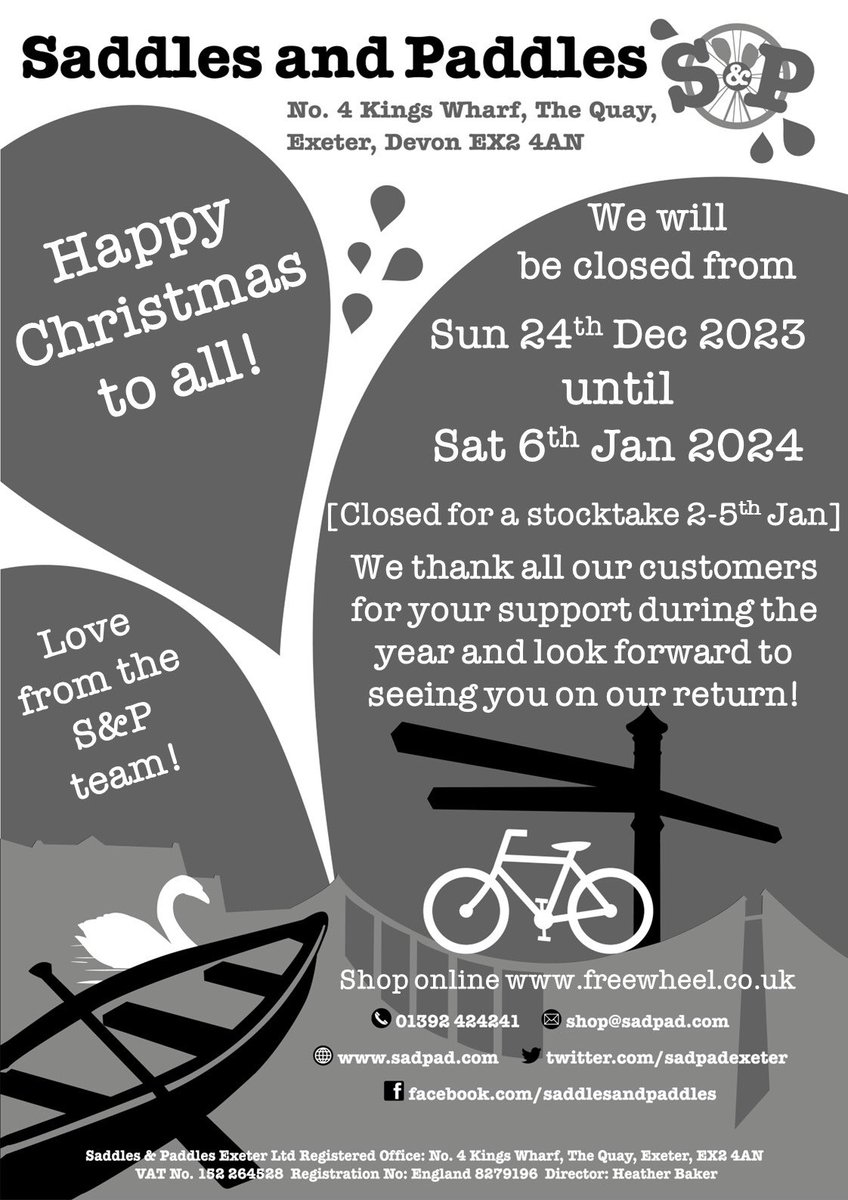 And that’s a wrap for 2023! We’re now closed until Sat 6th Jan (we have a full stocktake to do before we reopen in the New Year 😩)
Thanks for all your support &amp; custom this year - Seasons Greetings to you all and look forward to seeing you and your bikes in 2024 🥳