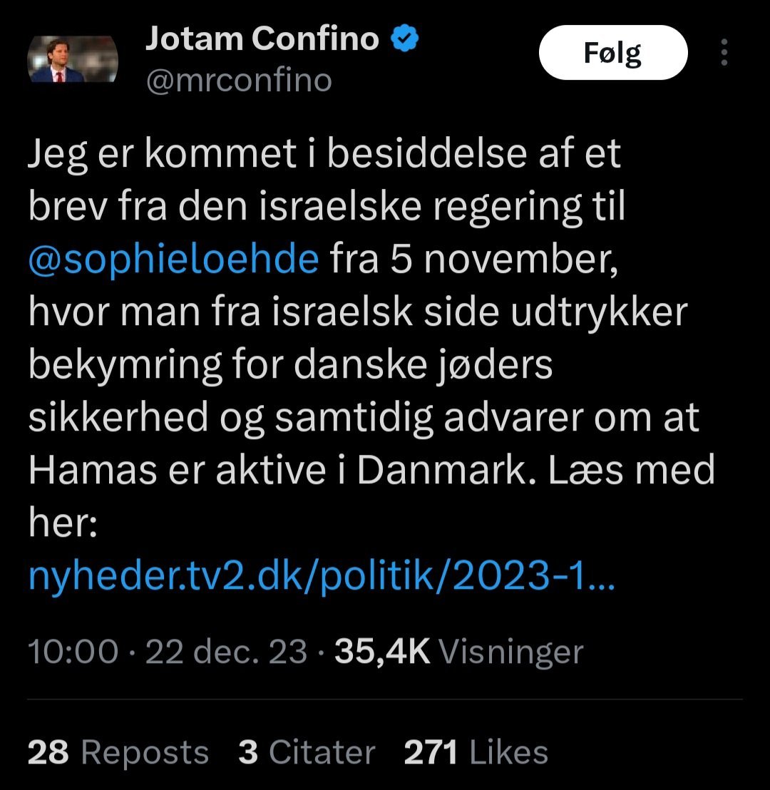 BEsbensen's tweet photo. 'Jeg er kommet i besiddelse af' = Det har den israelske ambassade sendt direkte til mig, fordi de ved at jeg copy/paster det og bringer det som en nyhed i @tv2nyhederne, selvom det er ren paranoia og propaganda. #dkmedier #dkpoll https://t.co/Cpx6adsTi7