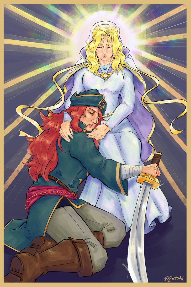 my gift to @ellenhalfmoon for @fecompendium secret anna 2023! it was fun drawing joshua and natasha for you!