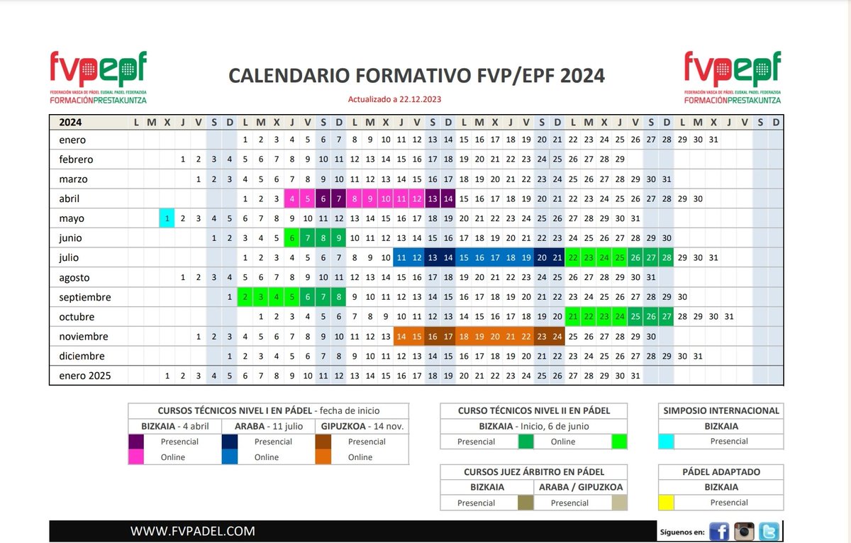 Habemus Calendario Formación FVP/EPF 2024 🎯

#FormacionPadel
#CuidaTuTecnica