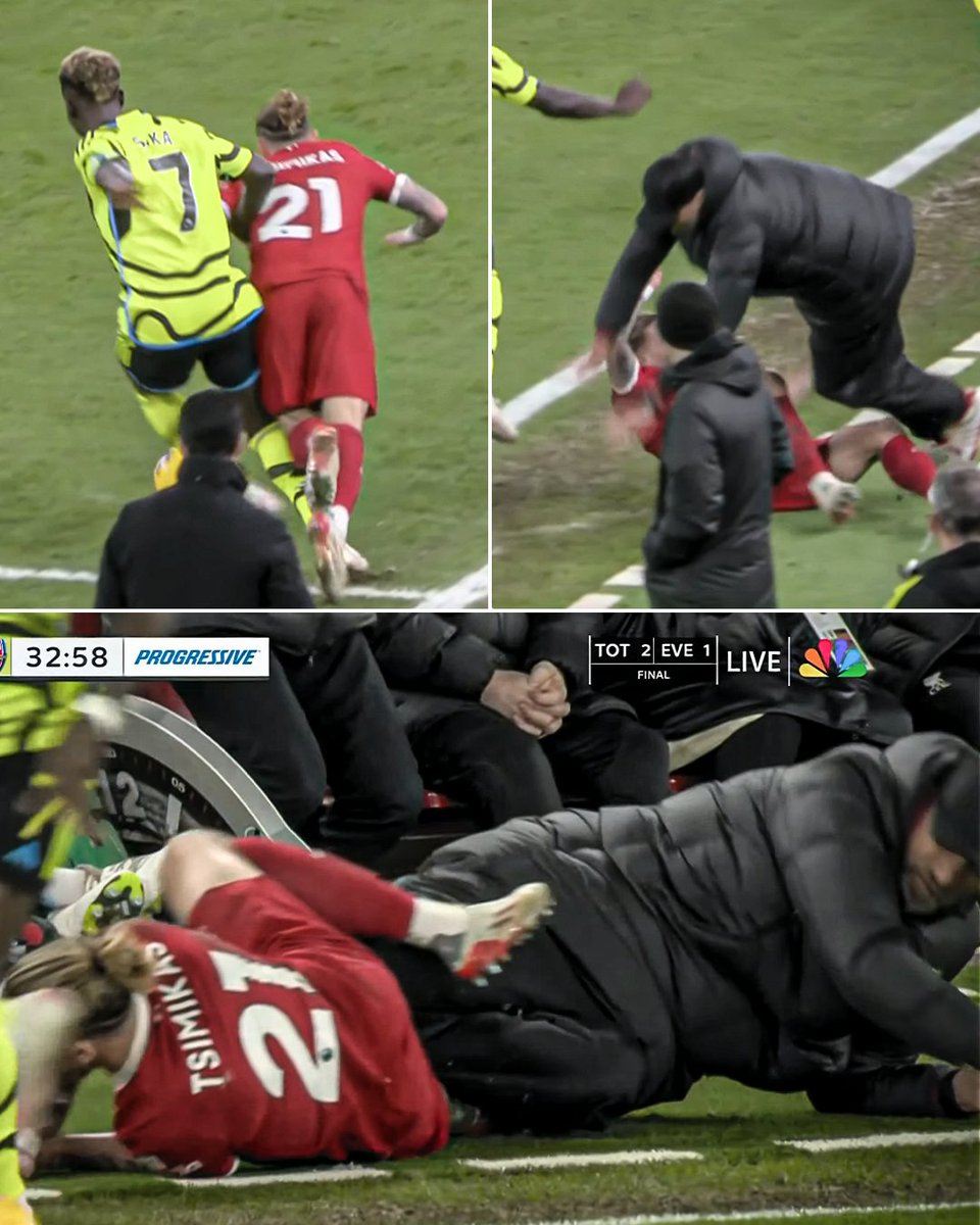 Kostas Tsimikas was subbed off with an injury after colliding with Jurgen Klopp.