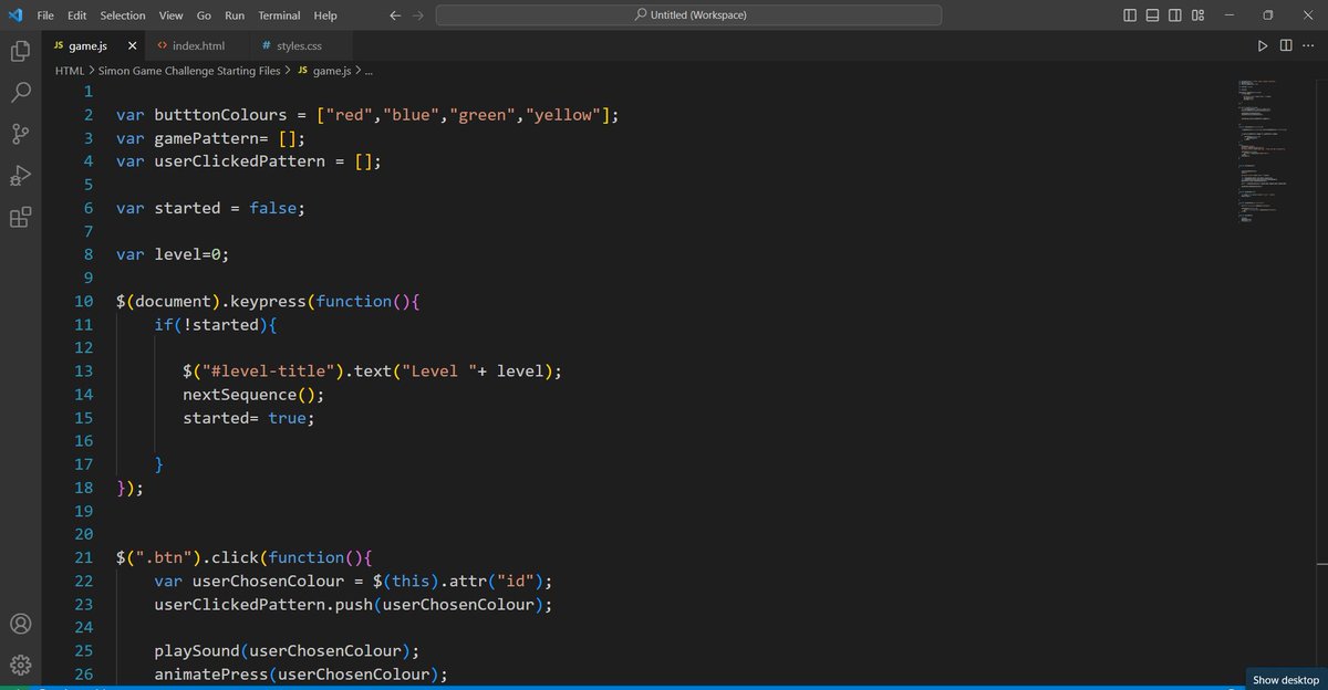 AWebwiz43143's tweet image. #100DaysOfCode #webdevelopment #challenge  
 Day 10:
 
  jQuery
  Almost done with jQuery
  
 The Simon Game :
 Simon is a classic electronic memory game. Players repeat a sequence of colored lights and sounds that progressively lengthen.
#CodingJourney 
#webdeveloper