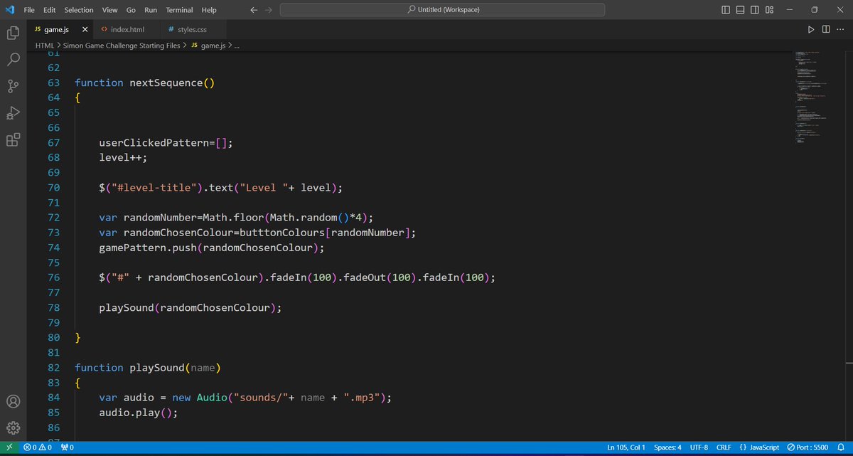 AWebwiz43143's tweet image. #100DaysOfCode #webdevelopment #challenge  
 Day 10:
 
  jQuery
  Almost done with jQuery
  
 The Simon Game :
 Simon is a classic electronic memory game. Players repeat a sequence of colored lights and sounds that progressively lengthen.
#CodingJourney 
#webdeveloper