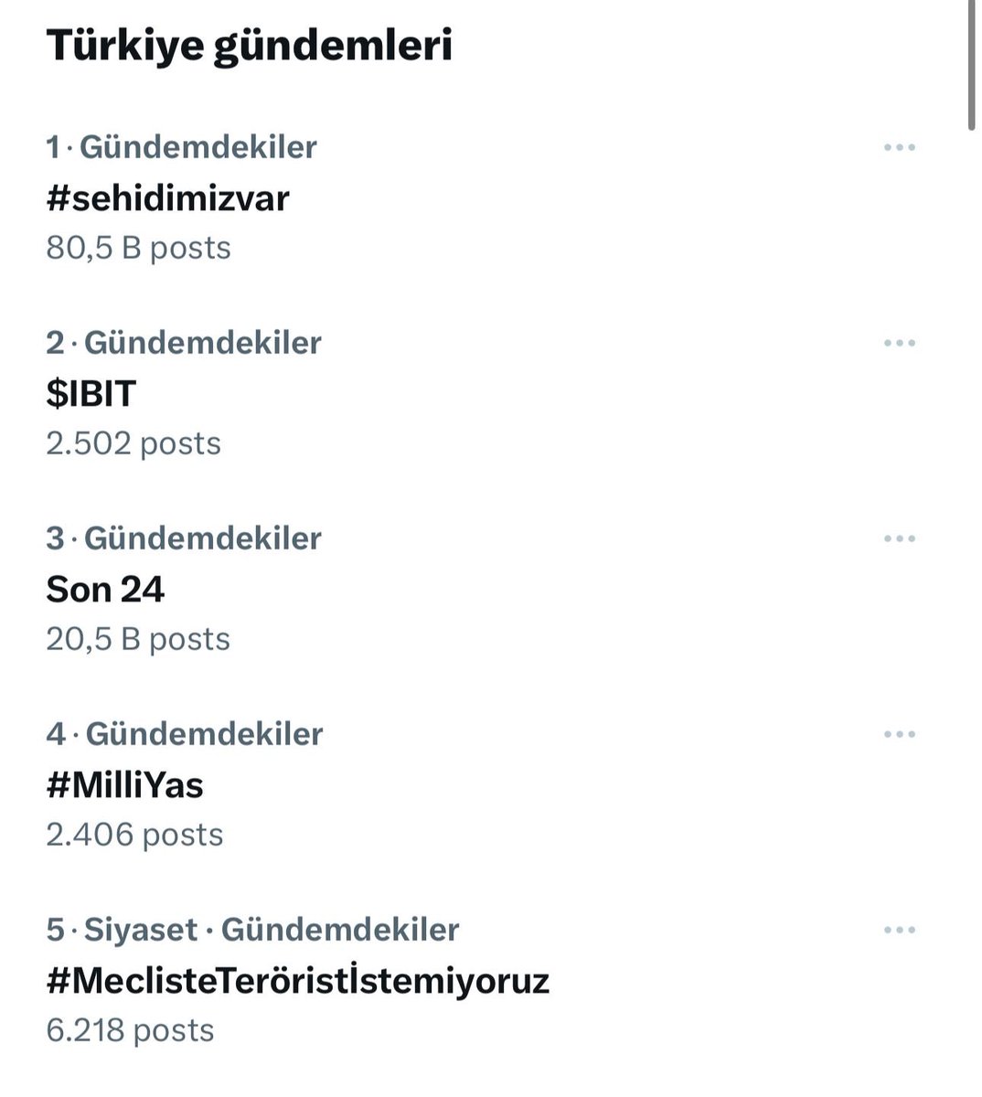 🔴 #MeclisteTeröristİstemiyoruz hashtagi Twitter Türkiye Trend Topic listesine girdi.
