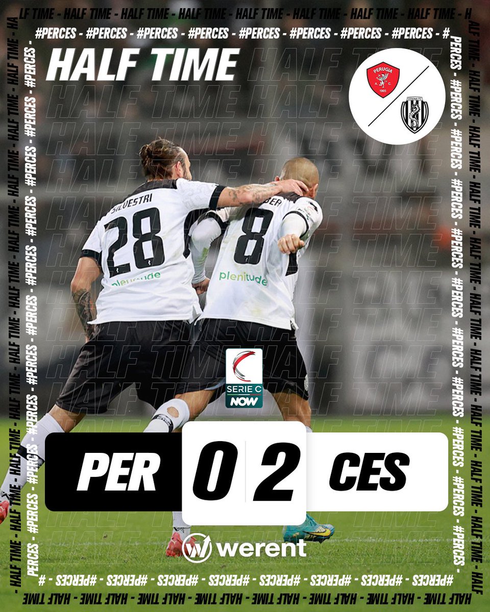 calciocesenafc's tweet photo. #HALFTIME ‼️ Finisce 0-2 il primo tempo tra Perugia e Cesena
🔥 Varie occasioni per noi, a referto ci va due volte Saber, che segna così la sua doppietta personale
💪🏼 Forza Ragazzi, crediamoci, non molliamo
#DAIBURDEL
Offerto da Werent
#PerCes 0-2 https://t.co/nPvboFW99Q