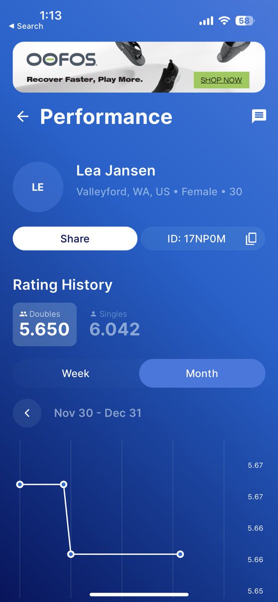 pbstatsguy's tweet photo. @LeaJansenPB You said she went up? The chart clearly shows she went down?

You also only dropped ~.02  as a result of the 1-5 at finals different than the .1 you are referencing? https://t.co/Pvkmp5oHkk