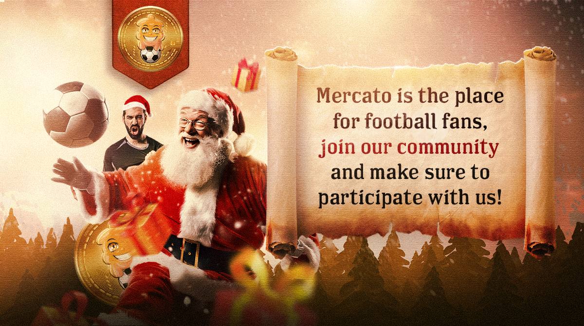 ⚽️ Mercato is the revolution for football fans! Make sure to join our discord 🚀🔥 (discord.gg/e4bkUrVu) and be ready for SPACE on the 26th! Santa is on its way... 🎄🎅🧑‍🎄
#fans #football #eth #Christmas2023 
⏰️ 26th december 6 PM UTC
Special SPACE 🔥🔥🔥🎅