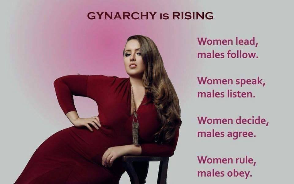 LetWomenLead1's tweet photo. 🔞♀️💯This is a good definition of a #Gynarchy and of #FemaleSupremacy. I don't see this said often enough. Instead, I see fantasy of men being inferior or slaves, and women being cruel and dictatorial. If we want a matriarchy/gynarchy we must set fantasy aside till it's reality. https://t.co/s4q7mtU6nC