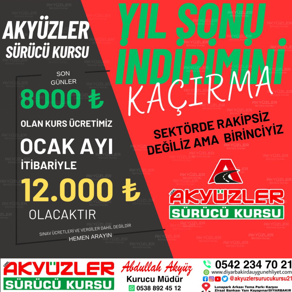 AkyuzlerMTSK's tweet photo. Sektörde Rakipsiz Değiliz Ama BİRİNCİYİZ 👌 👍 

Diyarbakır direksiyon sınavında En Yüksek Başarı Oranı YİNE Akyüzler Sürücü Kursunda 😊💪
.
 Dönem Kayıtlarımız Başlamıştır...

❗️Son Gün  Ayın 10'u❗️

🌐  https://t.co/o6LG76VAdK

☎️ 0542 234 70 21

 ☎️0542 115 70 2 https://t.co/WaXwdQnMjC