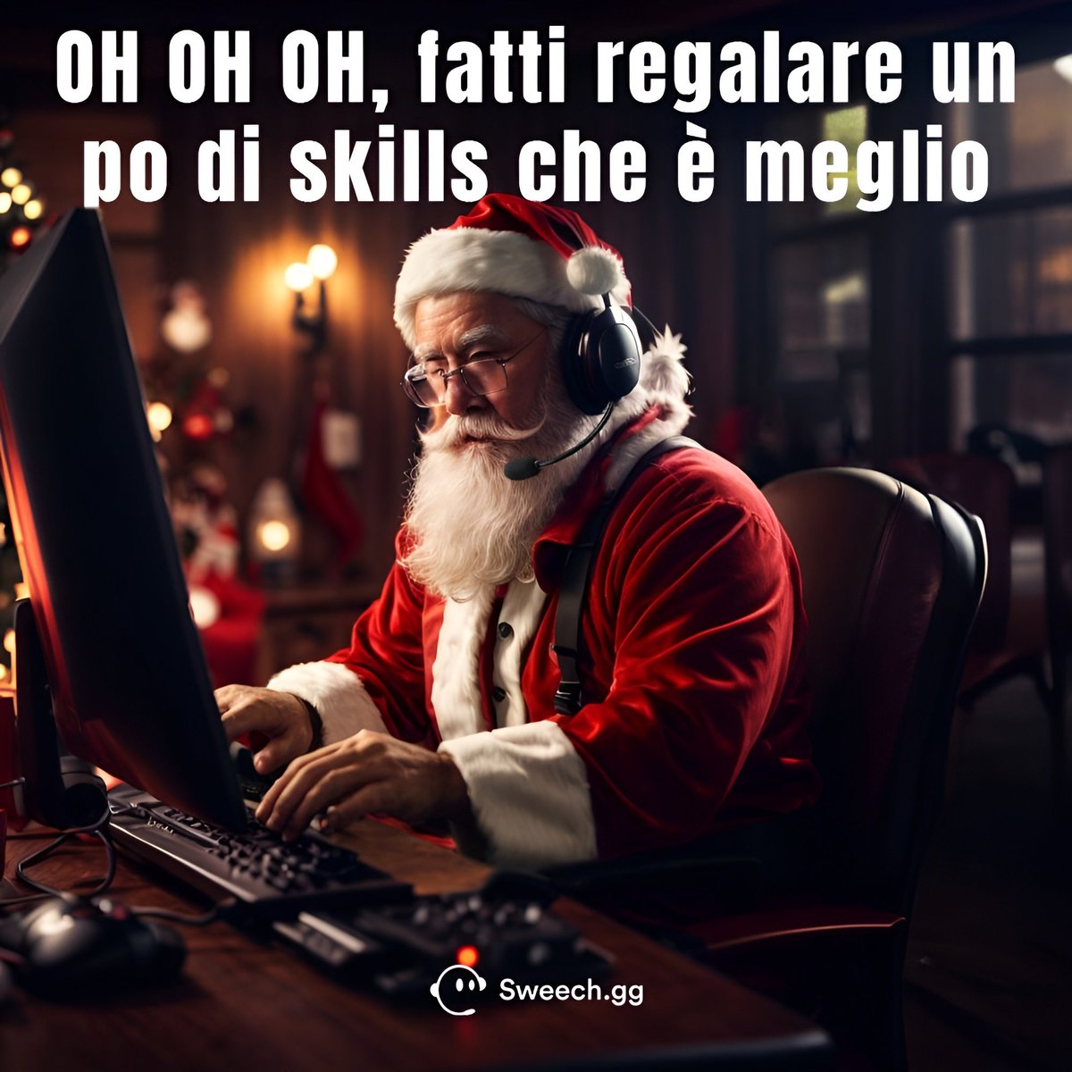 Babbo Natale è impazzito e sta distruggendo tutte le lobby, acquista subito un corso su #Sweech per fermarlo!!
#BuonNatale, gamer! Oh oh oh… 🎅🎮

#coaching #videogames #sweechyourlife