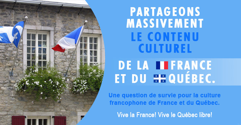 PaysQuebec's tweet photo. 🇫🇷 #FRANCE - ⚜️ #QUÉBEC
Partageons massivement le contenu culturel! Une question de survie pour la culture francophone de France et du Québec.
#Paris #Montréal #francophonie #francais #patriotes #paysQc #VilldeQuébec #Parisjetaime #regionParis #VilledeFrance #TourEiffel #Culture https://t.co/fbennsmJzB