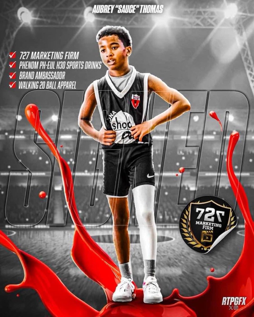 glhoward109's tweet image. 2nd Grade Phenom Aubrey “ Sauce “ Thomas signs Historic Multi Year NIL deal with 727 Marketing Firm as the Youngest NIL athlete in the Country and will be one of the first Brand Ambassador for Walking 20 Ball Apparel and Phenom Ph-uel H3O Sports Drink
Welcome to the 727 Family