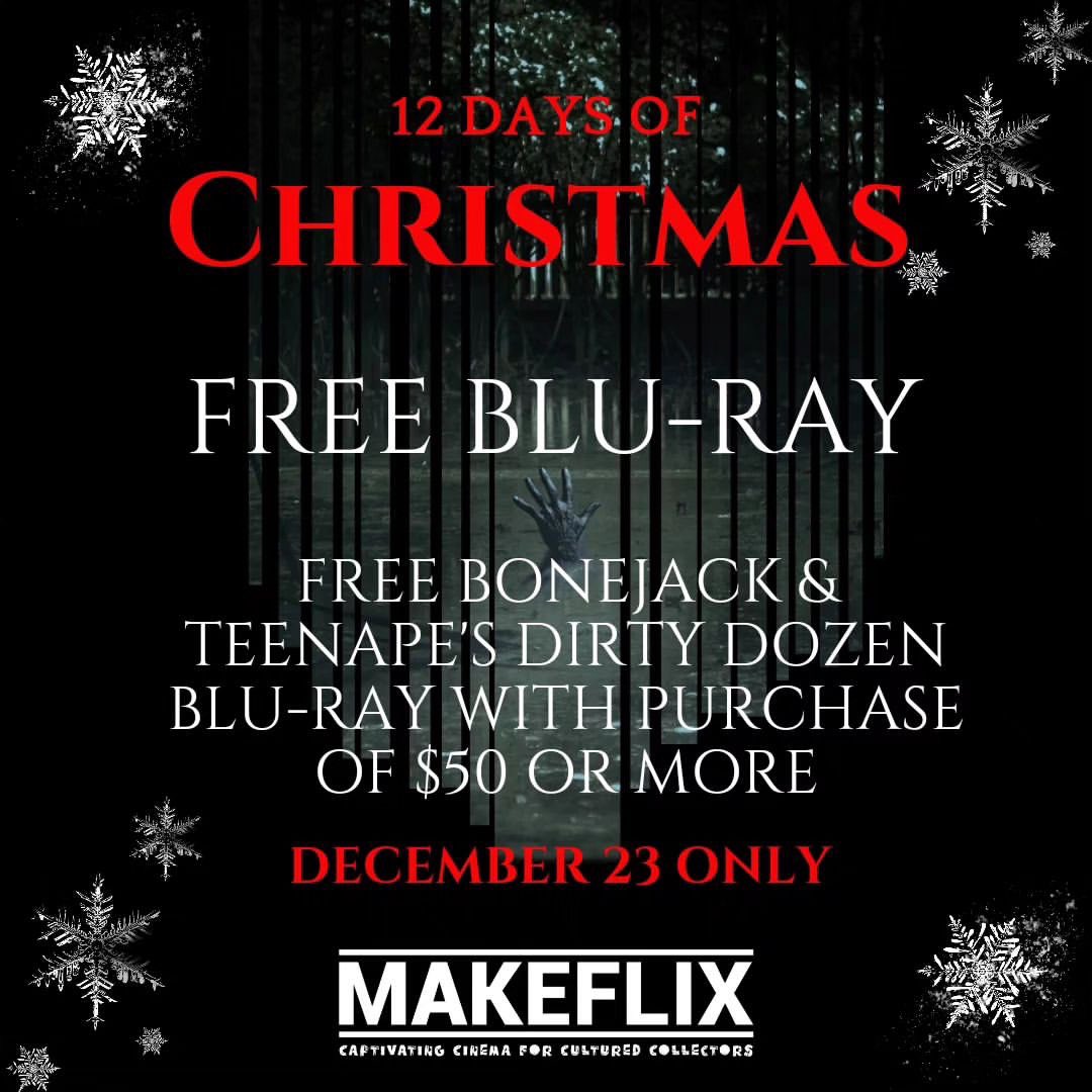 makeflix's tweet photo. Only a few days left in our #12DaysofChristmas Sale! Today only, a FREE BLU-RAY of #ShockingShorts with $25+ OR Bonejack & Teenape's Dirty Dozen with $50+
#Makeflix #TempeDigital #TempeVideo #ChrisSeaver #JRBookwalter #Bluray #LowBudgetPictures #HorrorMovies #ComedyMovies https://t.co/x6WuVmW7gY