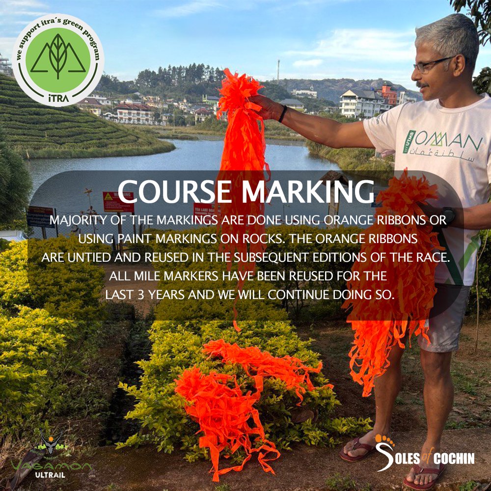 VagamonUltrail's tweet photo. Don't follow a runner 🏃 in ⏬ front of you, but follow the ribbons. Orange 🎀 Ribbons will  be used to mark the course and will be placed every few hundred 💯 meters, supported with markings on the ground and boards with arrows ↗ to indicate direction. 

#VagamonULtrail https://t.co/iC55Y6vqEB
