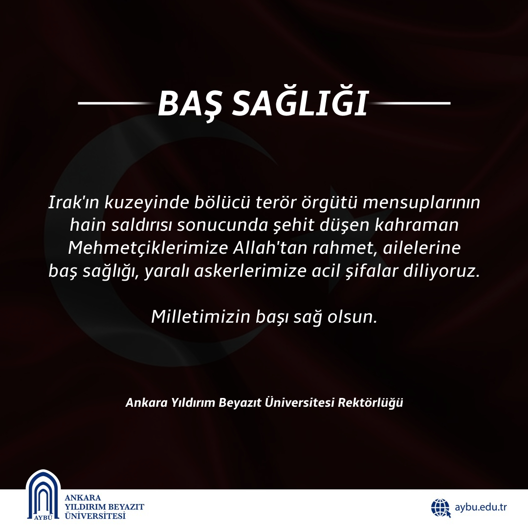 Irak'ın kuzeyinde bölücü terör örgütü mensuplarının hain saldırısı sonucunda şehit düşen kahraman Mehmetçiklerimize Allah'tan rahmet, ailelerine baş sağlığı, yaralı askerlerimize acil şifalar diliyoruz.

Milletimizin başı sağ olsun. 🇹🇷