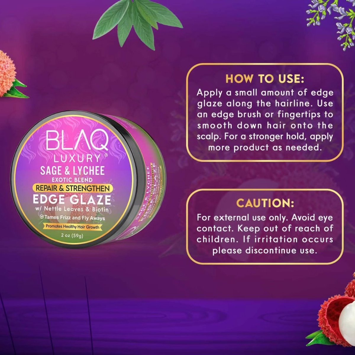 MiraclesSupply's tweet photo. Blaq Luxury Sage &amp; Lychee Exotic Blend Edge Glaze 2 Oz (Pack Of 2)

KEY BENEFITS:
Tames Frizz and Fly Aways
Supports Healthy Edges
Infused with Biotin
2 oz. | Made with certified organic ingredients
https://t.co/A0ABuuU0f6
#edgecontrol #biotin #haircare  #naturalhair  #braiders https://t.co/aYpkeTDWbH