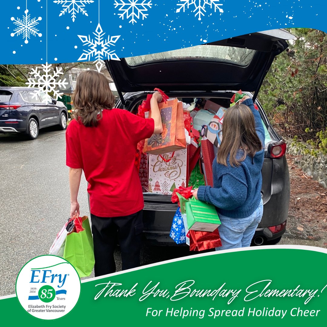 A huge thank you to the Boundary Elementary community for once again generously donating gifts to the women and children in our shelters. This year, Boundary students put together gift bags for 14 moms and their 31 kids, as well as 13 women in our Rosewood shelter program.