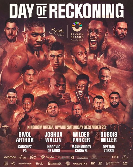Day OF RECKONING BOXING
Anthony Joshua vs Otto Wallin &amp; Deontay Wilder vs Joseph Parker Live Date start time

Stream Link-is.gd/Fa0nzy

🆚Joshua vs Wallin
📅Saturday December 23
Start Time: 7 p.m. UK / 2 p.m. ET
#boxingnews