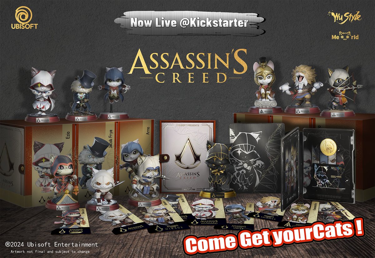 AC_TEMPLIER's tweet photo. Le financement de la campagne #Kickstarter sur la collection des figurines #AssassinCats #MeoWorld #AssassinsCreed par #BonaFideStudioLimited a atteint son objectif et il vous reste plus que quelques heures avant la fin. 😉

Le lien :
https://t.co/iBpfp1nX9I

#AC #Ubisoft #AC15 https://t.co/uKZt6eE7hM