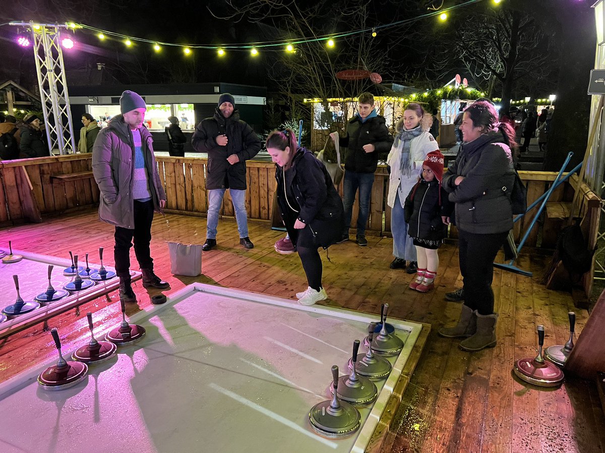 Reif_lab's tweet photo. We had a great time playing curling at our Christmas Party 🎄 now a short break for holidays, and then back to Bio #NMR research in the New Year!  Happy Holidays to everyone! 🎊 https://t.co/UZ4jtRdveX