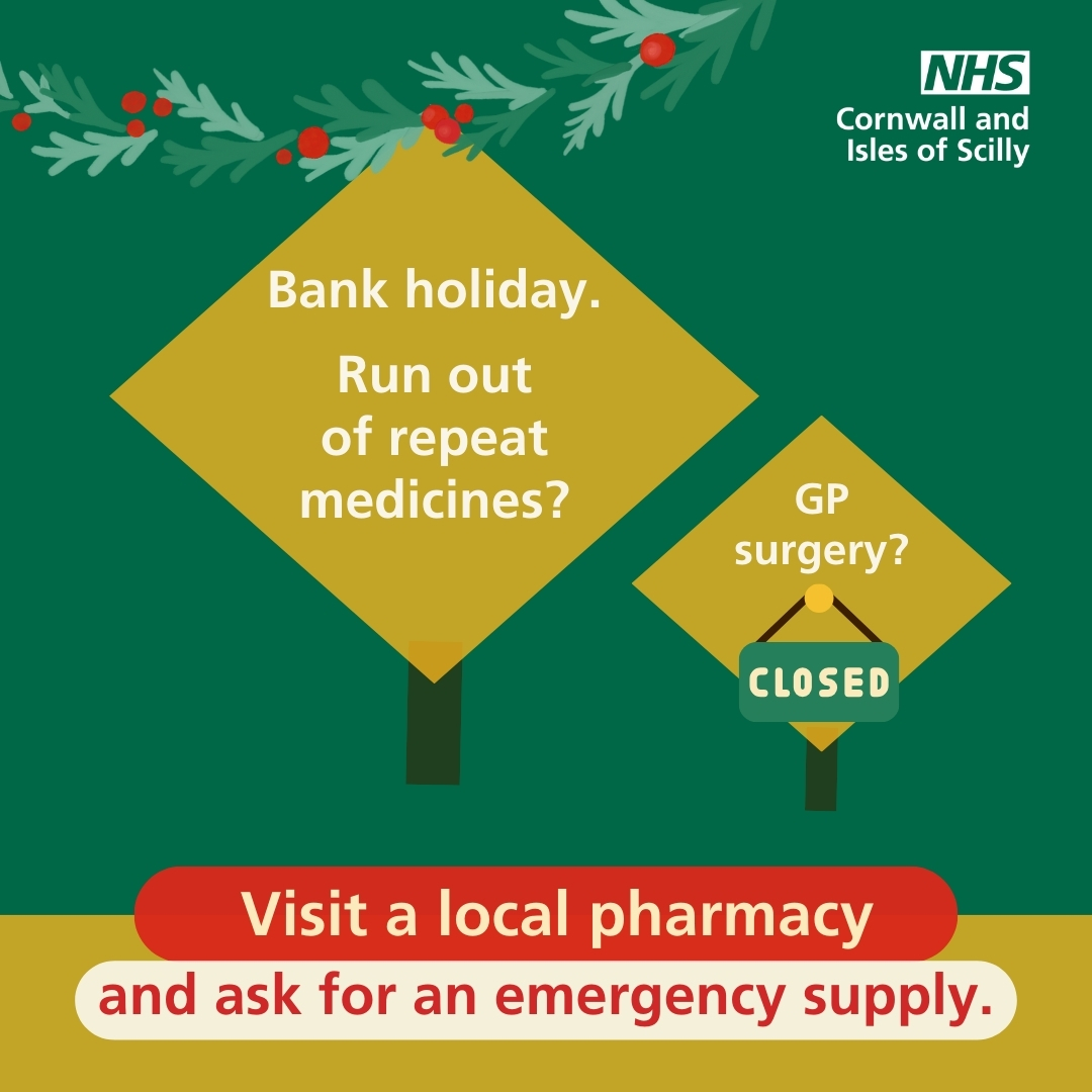 If your repeat prescription has run out, a local pharmacist can provide an emergency supply of most medicines until you can contact your own GP.

Some exceptions and a charge may apply.

Find your nearest open pharmacy  ⬇️
🔗nhs.uk/find-a-pharmacy