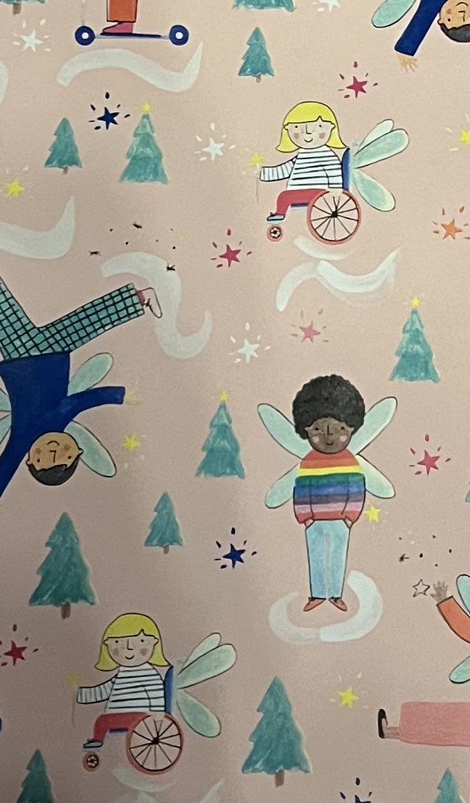 In the spirit of wishing those who celebrate it a happy inclusive Christmas I’m sharing this image of the wrapping paper I’m using. Well done @JohnLewisRetail #disability #inclusion
