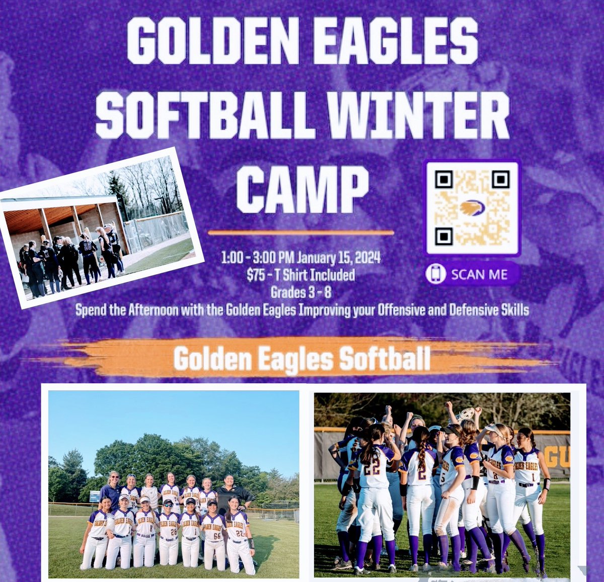 GuerinSoftball's tweet photo. Anyone interested in a last minute Holiday 🎁 gift? Guerin Softball is excited to announce that we will be hosting a winter camp on January 15th 1-3! Registration is open now! Scan the QR code or the link to register is in our bio! https://t.co/x4s5BeqVOJ